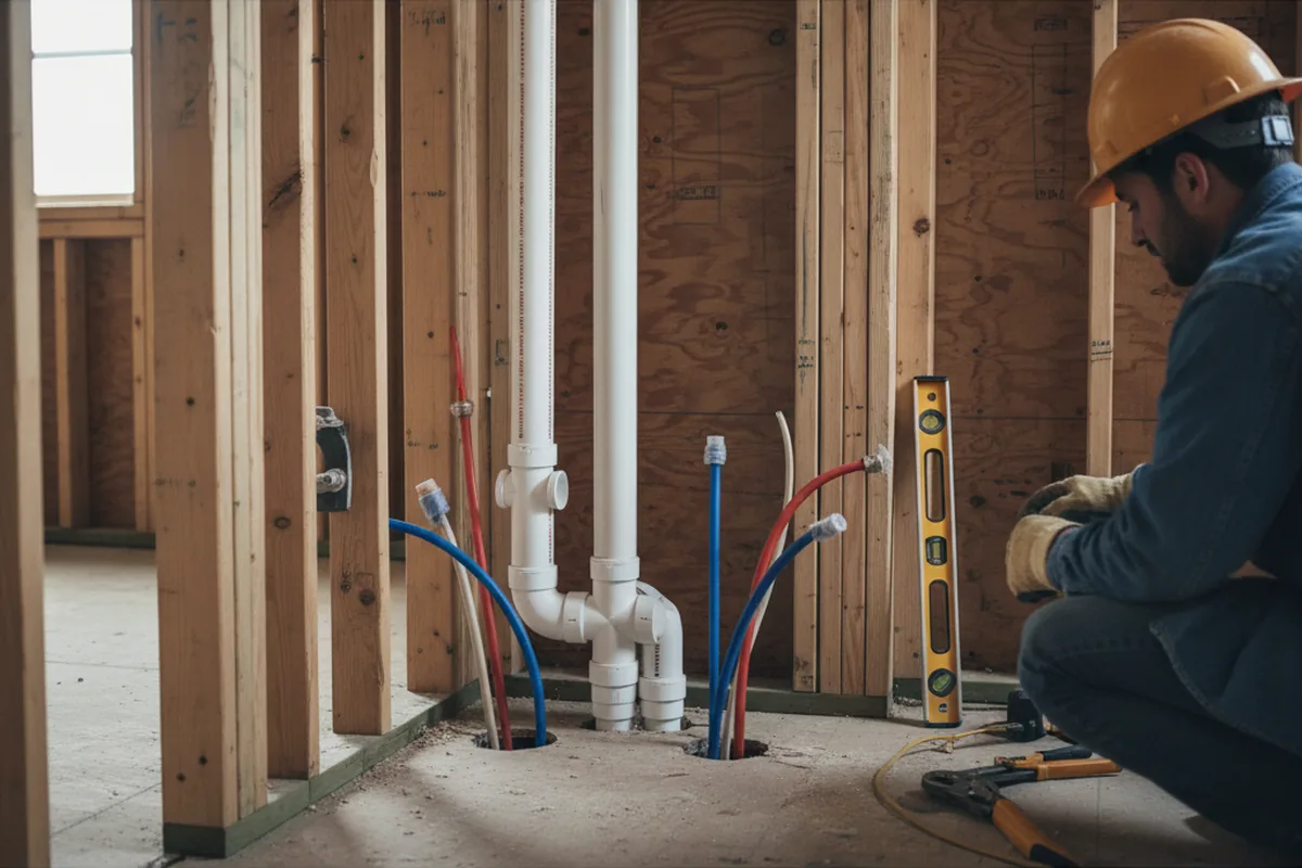 Drain and supply rough-in during Garbage Disposal Repair in Goshen